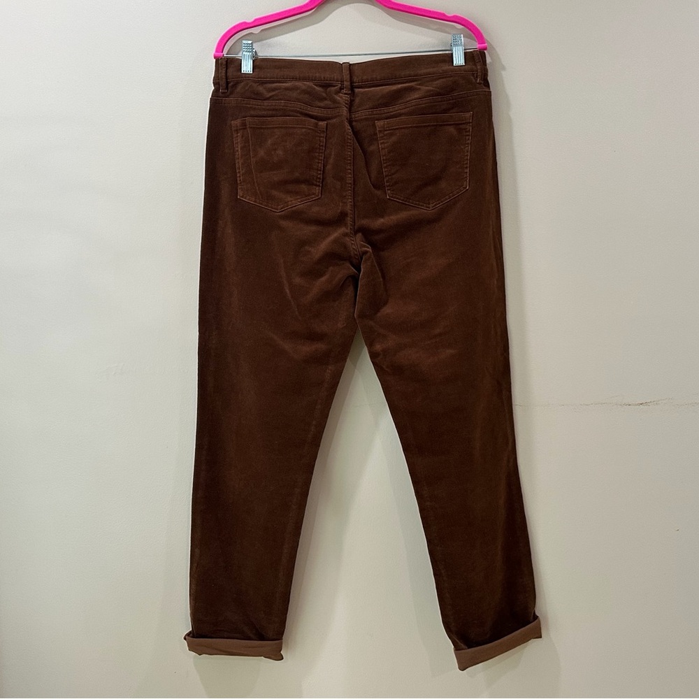 J. Jill Women's M Chocolate Brown Fine Wale Corduroy Pull-On Straight Pants New - Picture 2 of 8